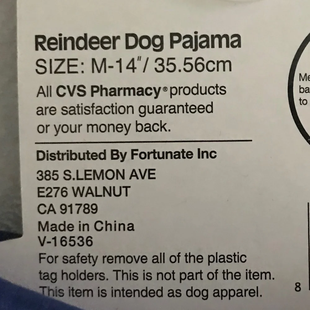 Pet Central Reindeer Dog Pajama NEW Size M-14”/35.56cm